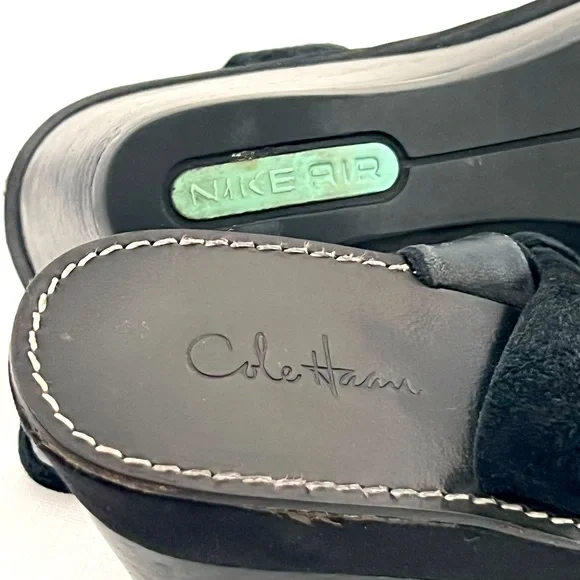 Cole Haan / Nike Air / Satin & Leather Black Wedge / πHPπ - Picture 11 of 12